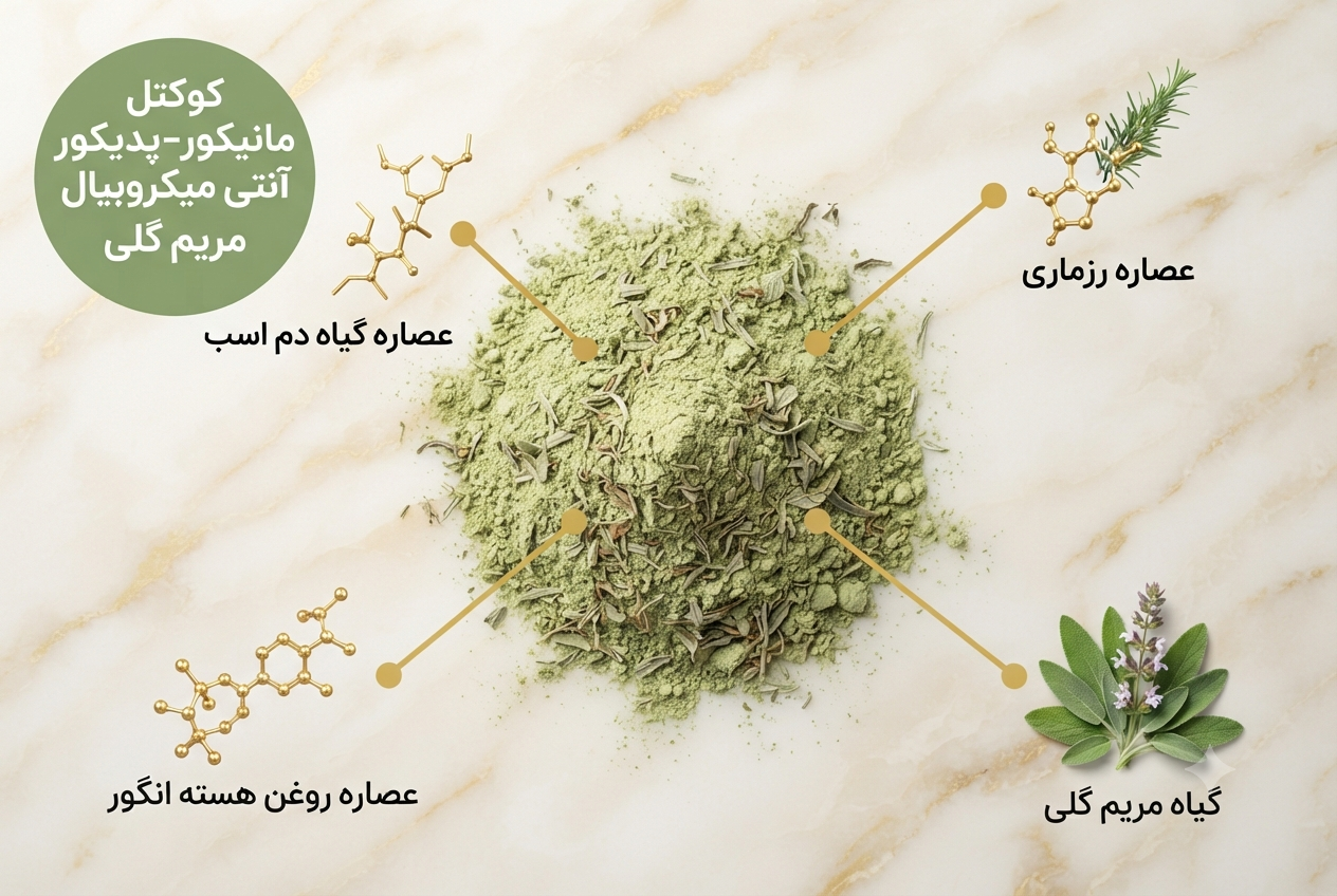 کوکتل پدیکور و مانیکور آنتی میکروبیال مریم گلی